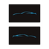 78915 Airbag Warning Cover, 2014-2019 Chevy Corvette, Pair Matte Black Gloss Tension Blue Coupe Outline Only - image 1