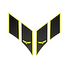 79767 2-Tone GS Style Fender Stripes, 2005-2013 Chevy Corvette, Gloss Yellow/Carbon Fiber, Crossed Flag Cutout - image 1