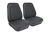 C400220 Leather Seat Covers, 1969 Chevy Camaro, Standard Interior Front Buckets, Black - image 1