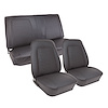 C400620 Leather Seat Cover Set, 1969 Chevy Camaro, Coupe Standard Interior Front & Rear, Black - image 1