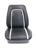 C401520 Leather Seat Covers, 1967-1967 Chevy Camaro, Deluxe Interior Front Buckets, Black/White - image 2