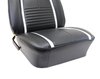 C401520 Leather Seat Covers, 1967-1967 Chevy Camaro, Deluxe Interior Front Buckets, Black/White - image 4