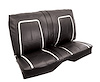 C401620 Leather Seat Covers, 1967-1967 Chevy Camaro, Deluxe Interior Rear, Fixed Back, Black/White - image 1
