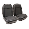 C402420 Leather Seat Cover Set, 1969 Chevy Camaro, Deluxe Interior Front Buckets, Black - image 1