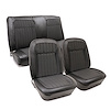 C404720 Leather Seat Cover Set, 1969 Chevy Camaro, Coupe Deluxe Interior Front & Rear, Black - image 1