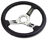 X2502 Leather Steering Wheel W/Chrome Spokes, 1968-1982 Chevy Corvette, Black - image 1