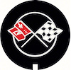 Finned Valve Cover Crossed Flag Insert 1969-82 GM - image 1