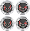 Center Hub Cap Insert Set for 1982-1992 Pontiac Firebird [4-PC, Chrome/Red]