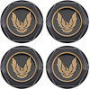 748670 Wheel Center Caps 1982-1992 Pontiac Firebird, Gloss Black with Gold Bird Emblem - image 1