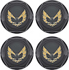 881151 Wheel Center Cap 1977-81 Firebird; Set; Black with Gold Bird Logo w/Metal Clips; 4 Piece - image 1