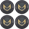 881153 Wheel Center Cap Set 1977-81 Firebird; Gloss Black with Gold Bird Emblem Without Metal Clips (4 pc) - image 1