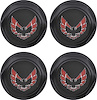 881157 Wheel Center Cap Set 1977-81 Firebird; Flat Black w/ Early Red Bird Logo with Metal Clips (4 pc) - image 1