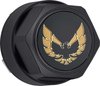 881158 Wheel Center Cap Set 1977-81 Firebird; Flat Black w/ Early Gold Bird Emblem & Metal Clips (4 pc) - image 2