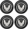 881159 Wheel Center Cap Set 1982-92 Firebird; Flat Black w/ Late Silver Bird Emblem & Metal Clips (4 pc) - image 1