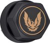 881160 Wheel Center Cap Set 1982-92 Firebird; Flat Black w/ Late Gold Bird Emblem & Metal Clips (4 pc) - image 2
