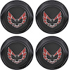 881164 Wheel Center Cap Set 1977-81 Firebird; Flat Black w/ Early Red Bird Logo Without Metal Clips (4 pc) - image 1
