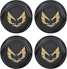 881165 Wheel Center Cap Set 1977-81 Firebird; Flat Black w/ Early Gold Bird Logo Without Metal Clips (4 pc) - image 1