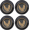 881167 Wheel Center Cap Set 1982-92 Firebird; Flat Black w/ Late Gold Bird Logo Without Metal Clips (4 pc) - image 1