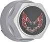 881171 Wheel Center Cap Set 1977-81 Firebird; Silver w/ Early Red Bird Logo with Metal Clips (4 pc) - image 2