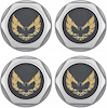 881172 Wheel Center Cap Set 1977-81 Firebird; Silver with Early Gold Bird Emblem & Metal Clips (4 pc) - image 1