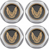 881174 Wheel Center Cap Set 1982-92 Firebird; Silver with Late Gold Bird Emblem & Metal Clips (4 pc) - image 1