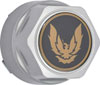 881174 Wheel Center Cap Set 1982-92 Firebird; Silver with Late Gold Bird Emblem & Metal Clips (4 pc) - image 2