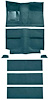 A4036A06 1964 Mustang Fastback; Passenger Area; Loop Floor Carpet Set; Aqua w/ Fold Down Seat Carpet; - image 1