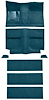 A4036B06 1964 Mustang Fastback; Loop Floor & Fold Down Seat Carpet Set w/ Mass Backing; Aqua - image 1