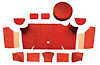 A4066A02 Loop Trunk Carpet Set With Boards 1967-68 Mustang Fastback; Red - image 1
