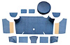 A4066A62 Loop Trunk Carpet Set With Boards 1967-68 Mustang Fastback; Ford Blue - image 1