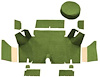 A4071A19 Nylon Loop Trunk Carpet Set With Boards 1965-66 Mustang Fastback; Moss Green