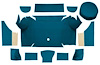 A4079A06 Nylon Loop Trunk Carpet Set With Boards 1967-68 Mustang Convertible; Aqua - image 1