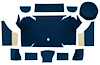 A4079A12 Nylon Loop Trunk Carpet Set With Boards 1967-68 Mustang Convertible; Dark Blue - image 1