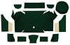 A4079A13 Nylon Loop Trunk Carpet Set With Boards 1967-68 Mustang Convertible; Dark Green