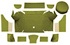 A4079A19 Nylon Loop Trunk Carpet Set With Boards 1967-68 Mustang Convertible; Moss Green - image 1