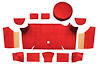 A4083A02 Nylon Loop Trunk Carpet Set With Boards 1967-68 Mustang Fastback; Red - image 1