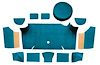 A4083A06 Nylon Loop Trunk Carpet Set With Boards 1967-68 Mustang Fastback; Aqua - image 1