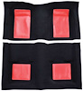 A4103A02 Passenger Area Nylon Loop Floor Carpet 1969 Mustang Mach 1; Black With Red Inserts - image 1