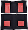 A4103A15 Passenger Area Nylon Loop Floor Carpet 1969 Mustang Mach 1; Black With Maroon Inserts - image 1