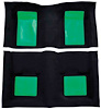 A4103A39 Passenger Area Nylon Loop Floor Carpet 1969 Mustang Mach 1; Black With Green Inserts - image 1