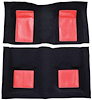 A4103B02 Nylon Floor Carpet With Mass Backing 1969 Mustang Mach 1; Black With Red Inserts - image 1