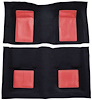 A4103B15 Nylon Loop Floor Carpet With Mass Backing 1969 Mustang Mach 1; Black Carpet/Maroon Inserts - image 1