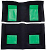 A4103B39 Nylon Loop Floor Carpet With Mass Backing 1969 Mustang Mach 1; Black Carpet/Green Inserts - image 1