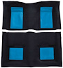 A4103B41 Nylon Loop Floor Carpet With Mass Backing 1969 Mustang Mach 1; Black Carpet/Medium Blue Inserts - image 1