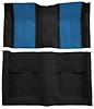 A4109A41 Passenger Area Nylon Loop Floor Carpet 1970 Mustang Mach 1; Black Carpet With Medium Blue Inserts - image 1