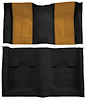 A4109A69 Passenger Area Nylon Loop Floor Carpet 1970 Mustang Mach 1; Black Carpet With Medium Saddle Inserts - image 1