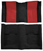 A4109B02 Nylon Loop Floor Carpet With Mass Backing 1970 Mustang Mach 1; Black Carpet/Red Inserts - image 1