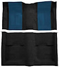 A4109B12 Nylon Loop Floor Carpet With Mass Backing 1970 Mustang Mach 1; Black Carpet/Dark Blue Inserts - image 1