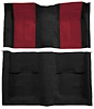 A4109B15 Nylon Loop Floor Carpet With Mass Backing 1970 Mustang Mach 1; Black Carpet/Maroon Inserts - image 1