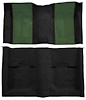 A4109B39 Nylon Loop Floor Carpet With Mass Backing 1970 Mustang Mach 1; Black Carpet/Green Inserts - image 1